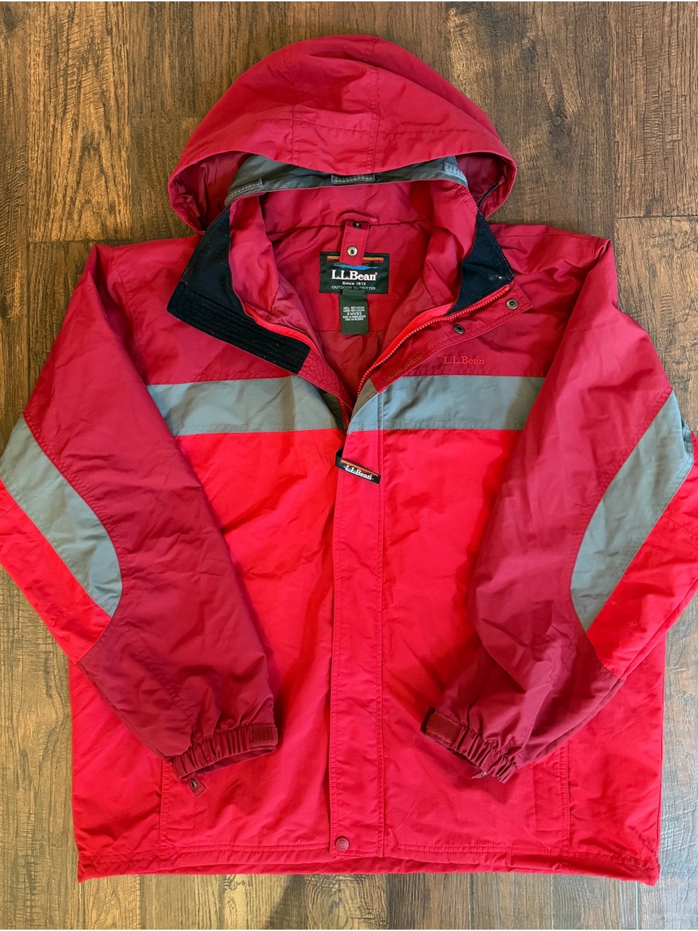 Vintage L.L.Bean Men’s XL Red Gray Colorblock Hooded 3-in-1 Shell Jacket